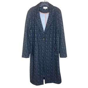 Melloday Black & White Abstract Plaid Lightweight Trench Coat Women's Medium